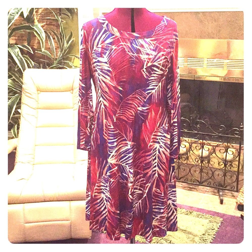 XL soft dress w fern motif