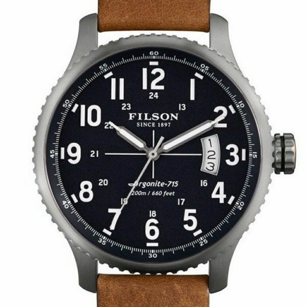 Filson Shinola Mens Black Dial Leather Band Watch