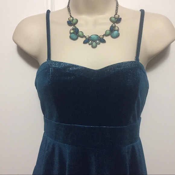 Free People Teal Velvet Dress - Picture 2 of 8