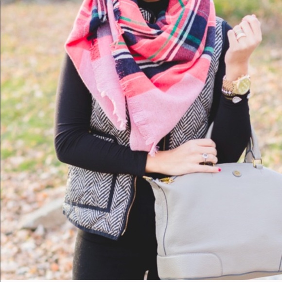 J. Crew Accessories - Sold 🎉 J. Crew Pink Fireside Plaid Blanket Scarf