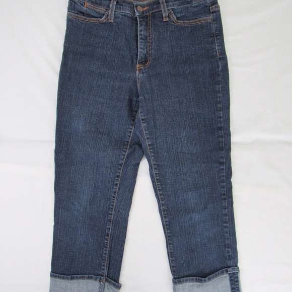 NYDJ Denim - Tummy Tuck Dark Wash Cuffed Capri Cropped Jeans