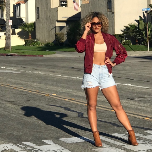 Jackets & Blazers - Burgundy Bomber Jacket