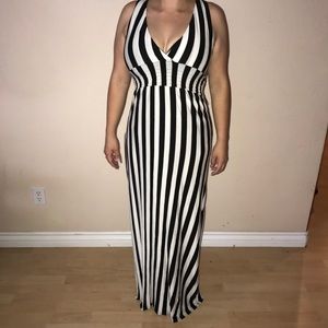 Black and white striped dress