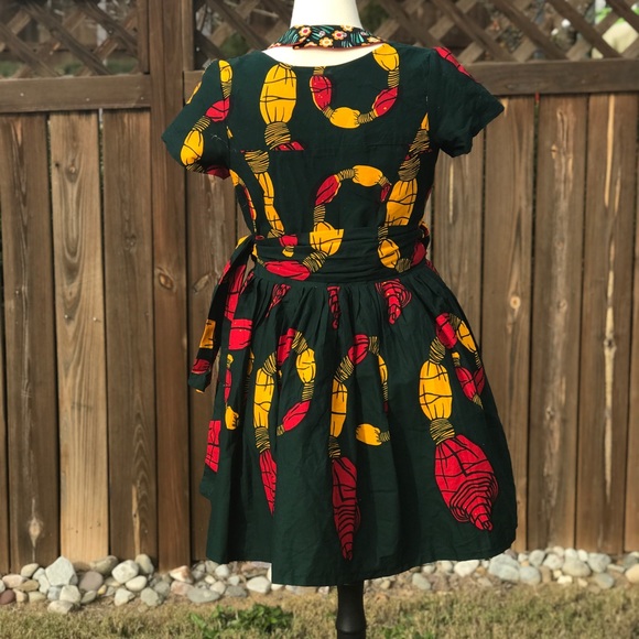 SOLD!African Print Women’s Kimono Wrap Mini Dress. - Picture 4 of 8