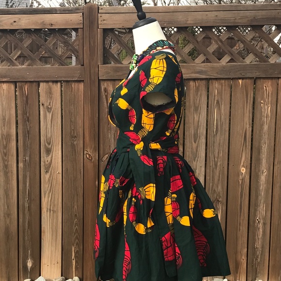 SOLD!African Print Women’s Kimono Wrap Mini Dress. - Picture 5 of 8