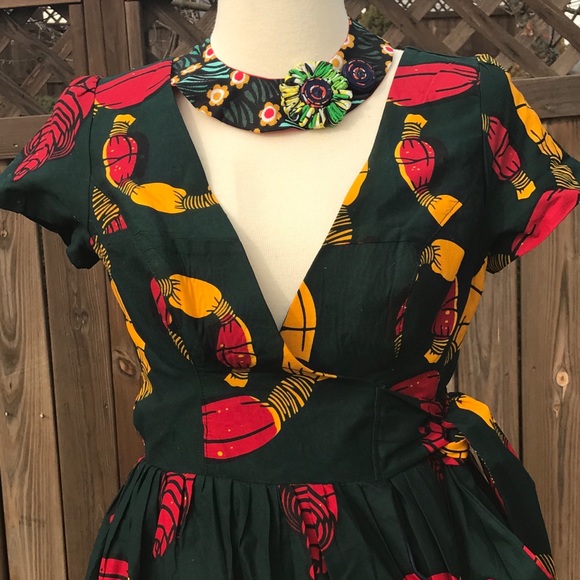 SOLD!African Print Women’s Kimono Wrap Mini Dress. - Picture 8 of 8