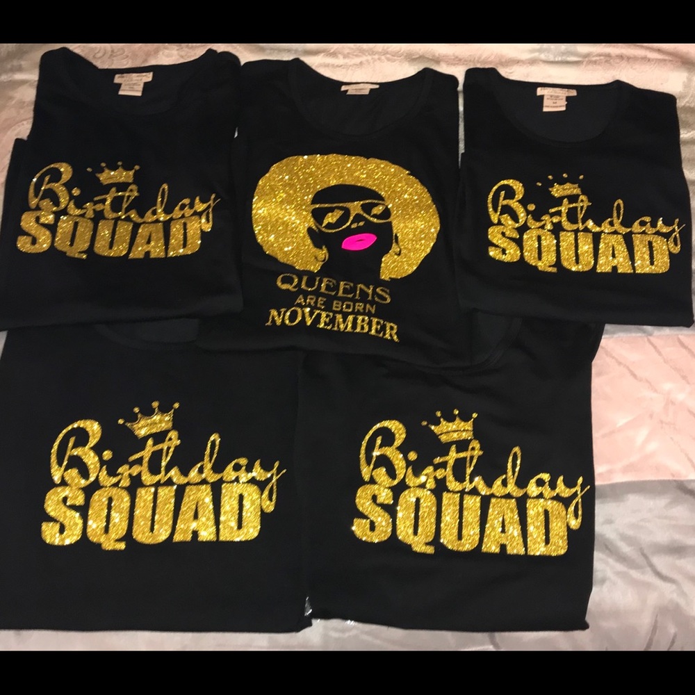 Set of Birthday Queen and  Squad T-shirts