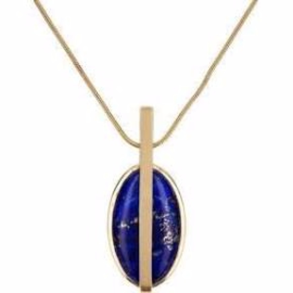 Pamela Love Brass & Lapis Stratum Pendant Necklace - Picture 2 of 6