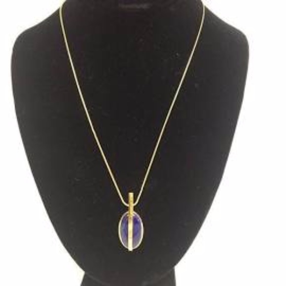 Pamela Love Brass & Lapis Stratum Pendant Necklace - Picture 3 of 6