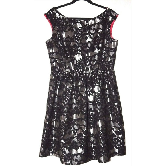 Eliza J Metallic Jacquard Fit&Flare Size 12 - Picture 3 of 8