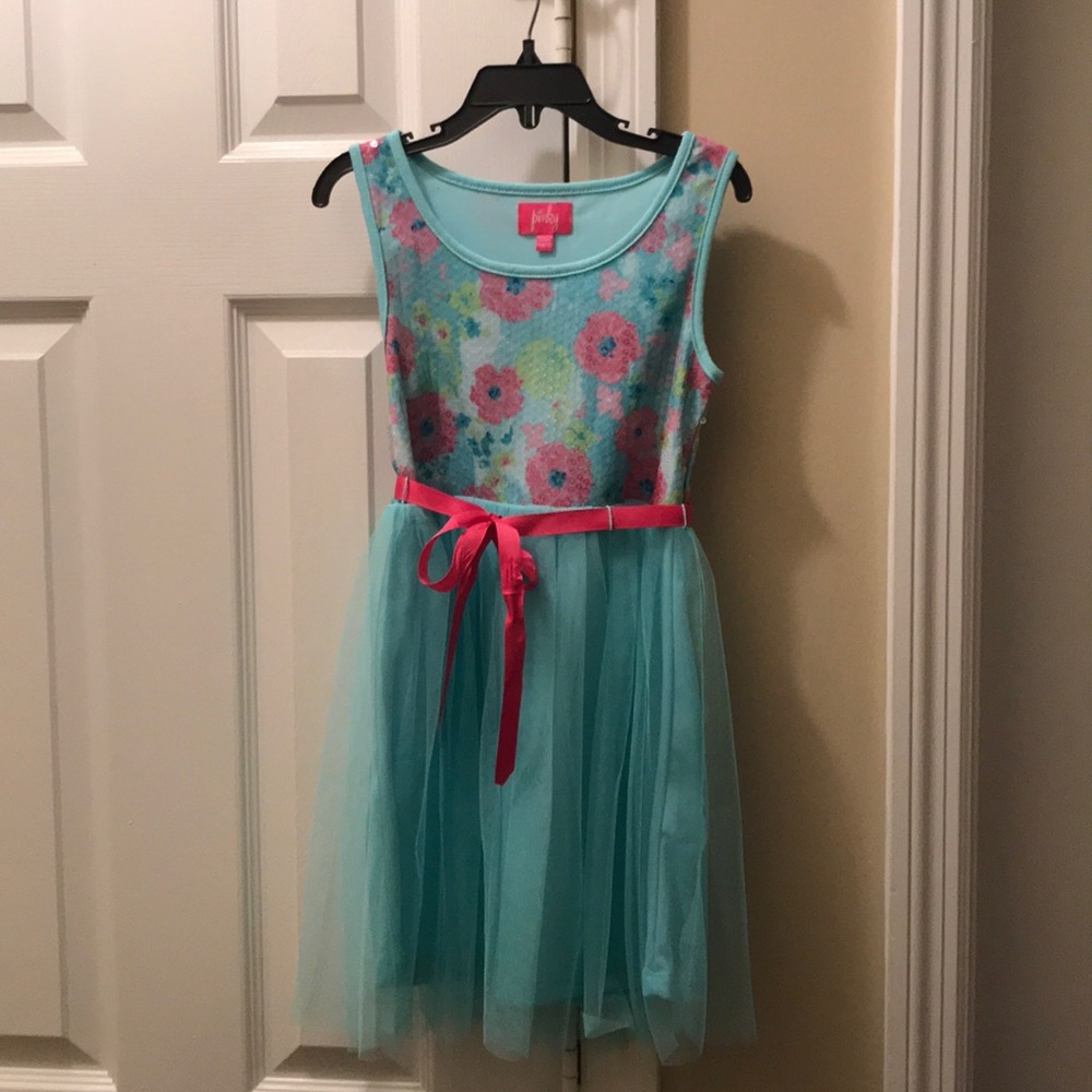 Blue and Floral sequin tutu dress