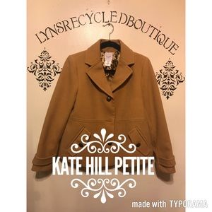 Kate Hill Tan Petite Pea coat! Size 8P!!