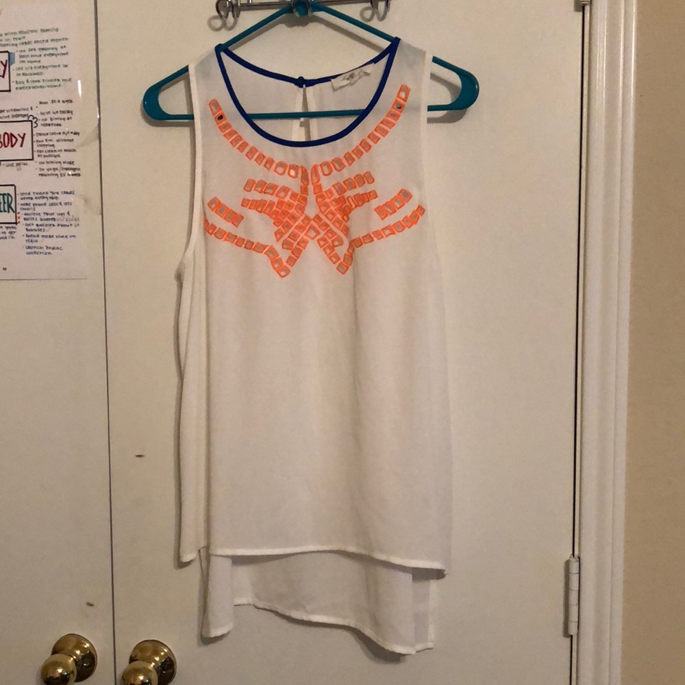 Sheer Sugarfly Tank with Orange & Blue Detail