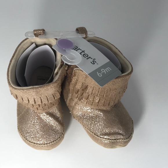 CARTER’S Infant’s Gold Glitter Booties - Picture 2 of 5