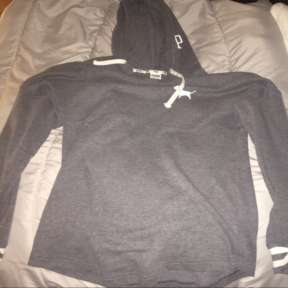 grey victoria secret pink hoodie
