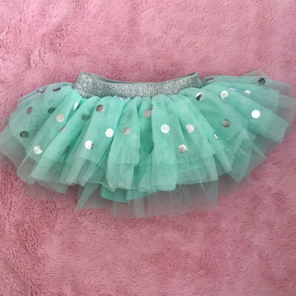 Teal Tutu with Silver Polka Dot Detail