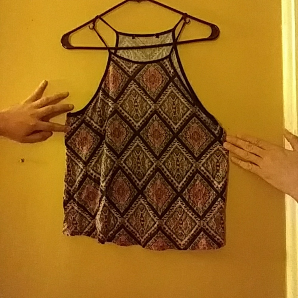 Tank top crop top navy blue hot pink turquiouse