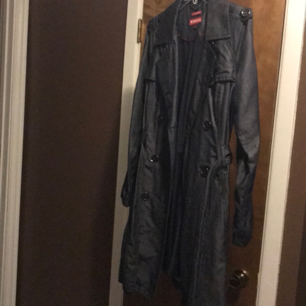 Dark denim trench coat