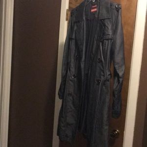 Dark denim trench coat