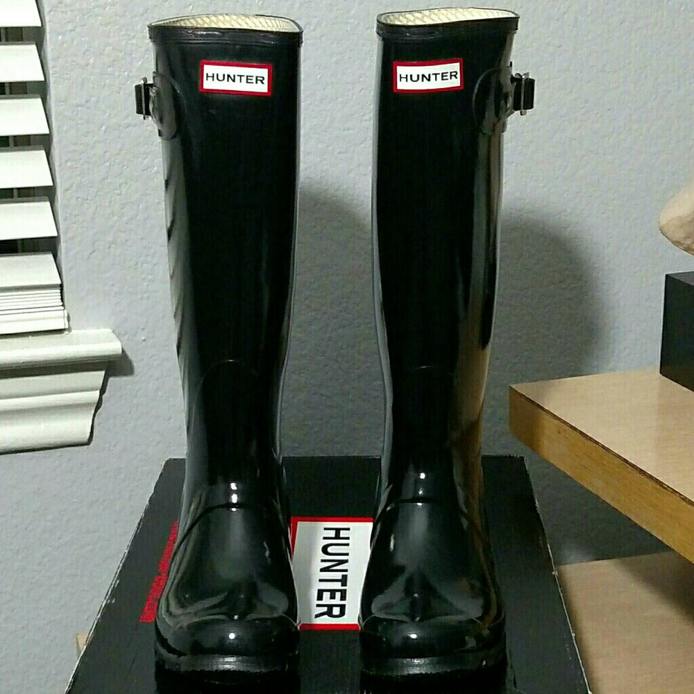 HUNTER Original Gloss Tall Rain Boots 7 w/box