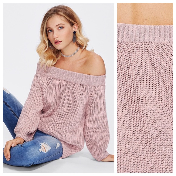 ❗️CLEARANCE Blush Off Shoulder Knit Sweater - Picture 2 of 3