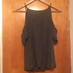 Cold shoulder stripped top