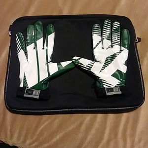 Nike green and white thermal football gloves