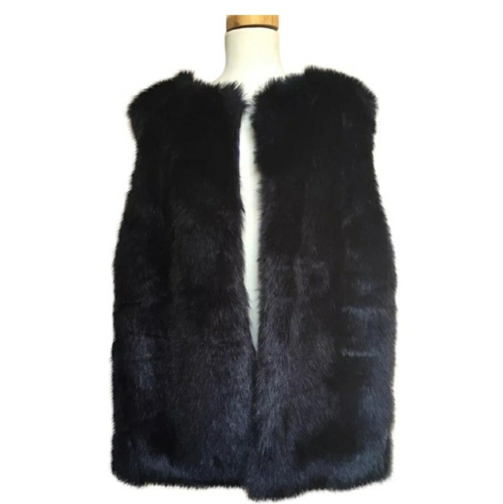 💥SOLD💥 NWT Kersh Dark Blue Faux Fur Vest