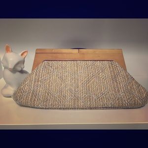 Wood and straw party clutch
