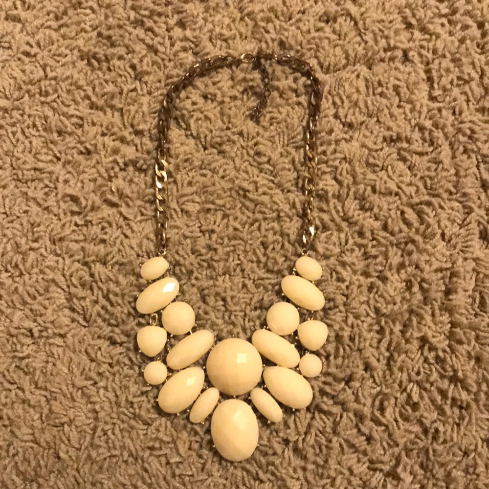 White/cream necklace with gold chain