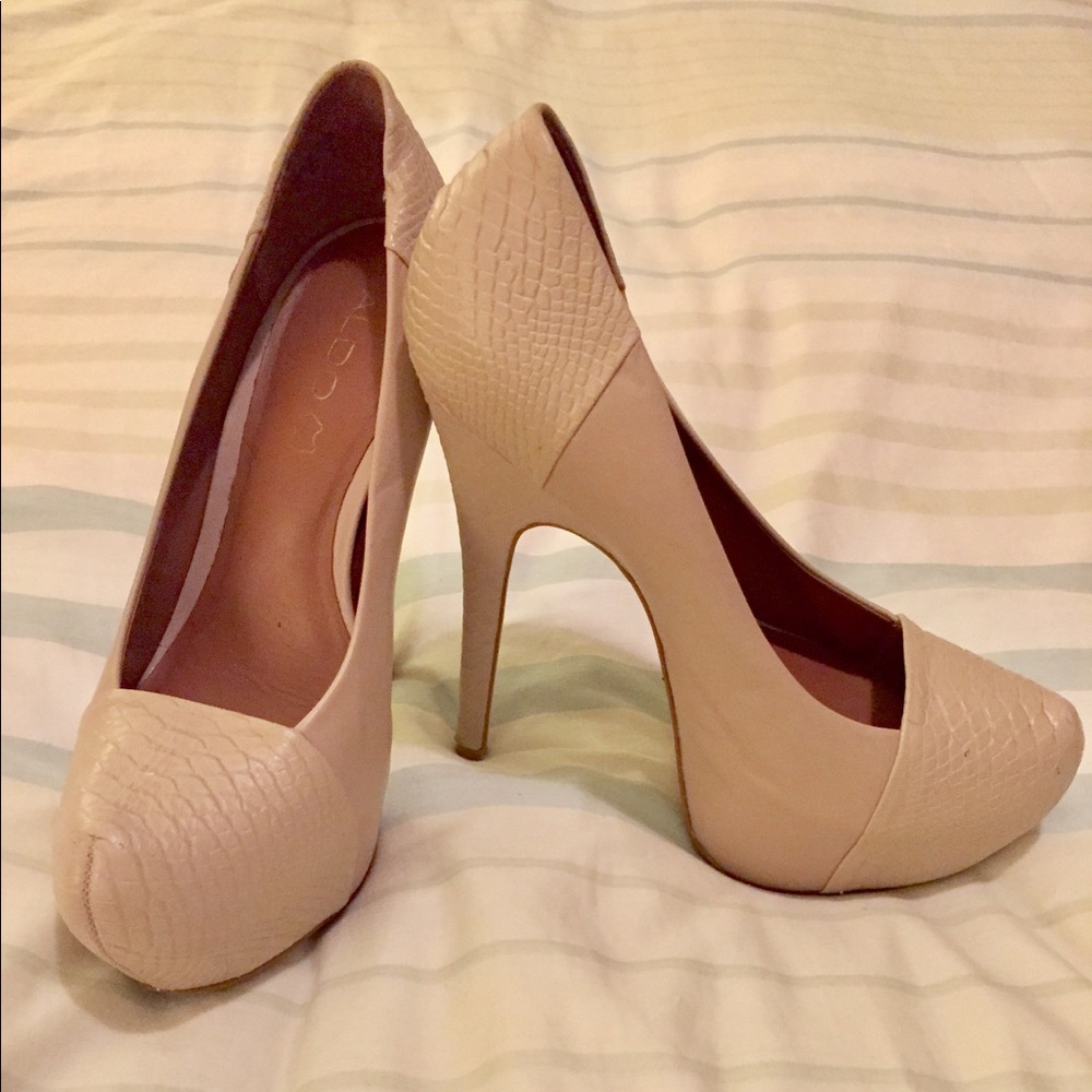 Aldo Nude Snakeskin Platform Pump