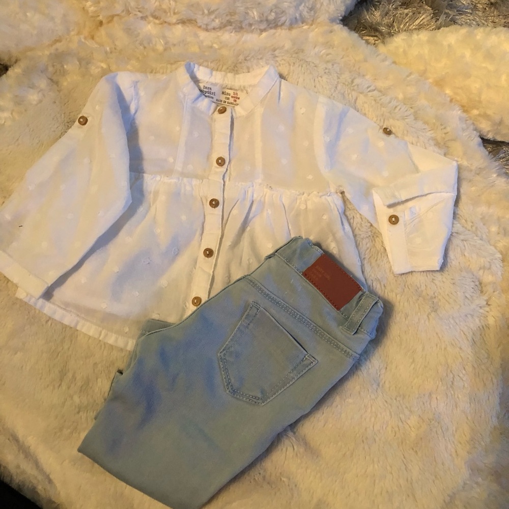 Baby Zara Denim + button shirt