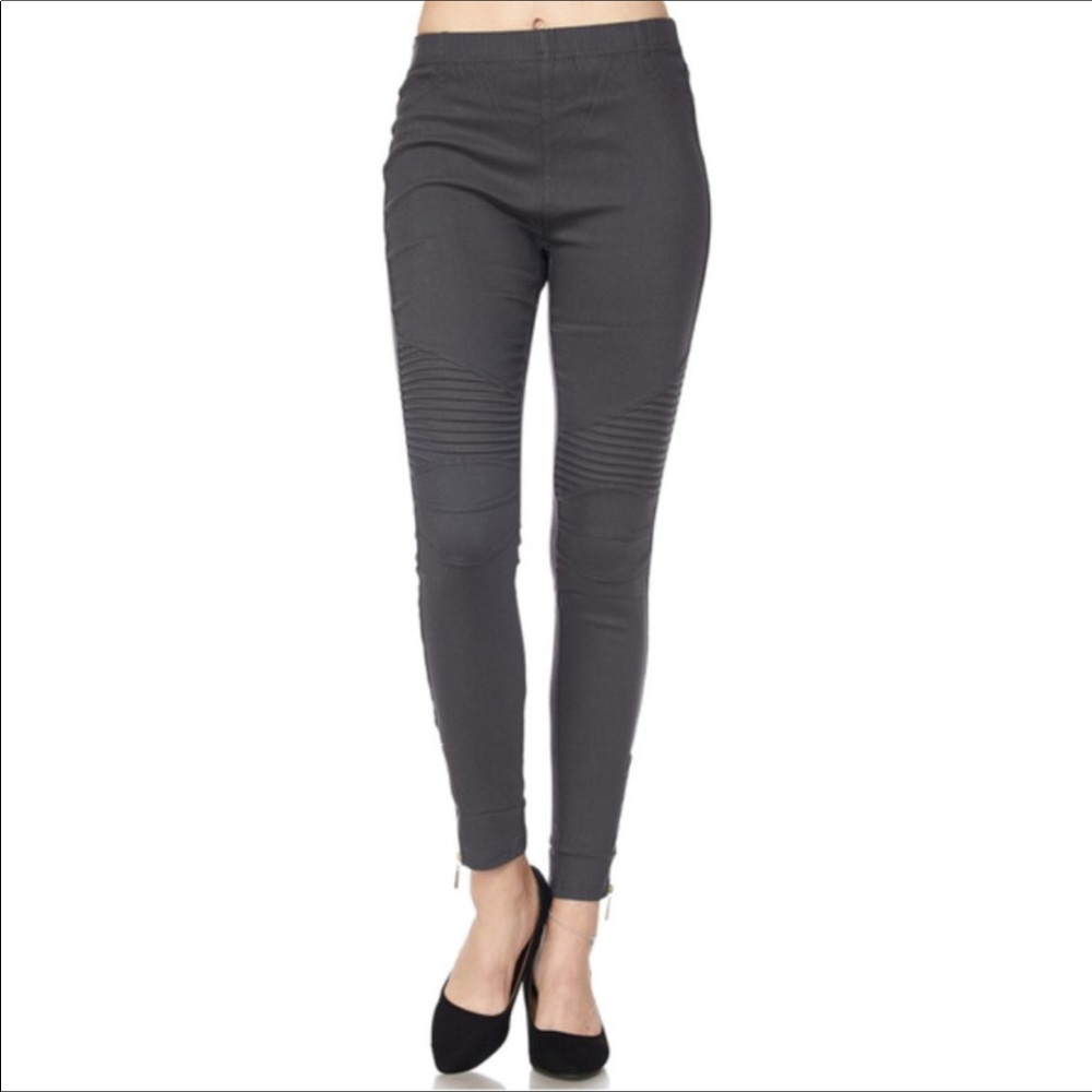 LAST PAIR Charcoal Moto Skinny Biker Pant Jeggings - Picture 3 of 3