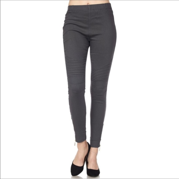 LAST PAIR Charcoal Moto Skinny Biker Pant Jeggings - Picture 3 of 3