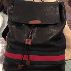 Gucci leather backpack with original Gucci stripe