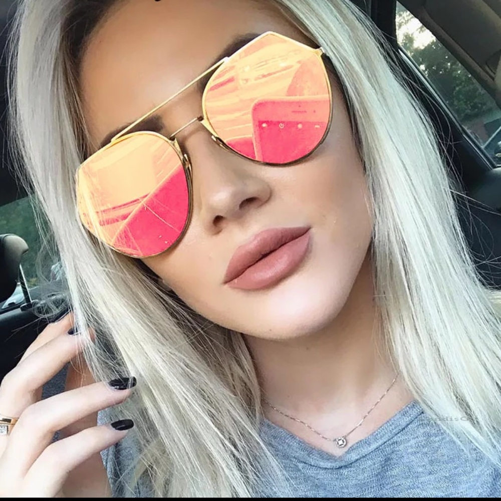 Anita-Rose Gold Aviator Mirrored Sunglasses - Picture 1 of 2