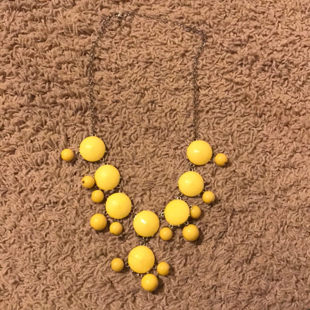 Yellow necklace with sliver chain