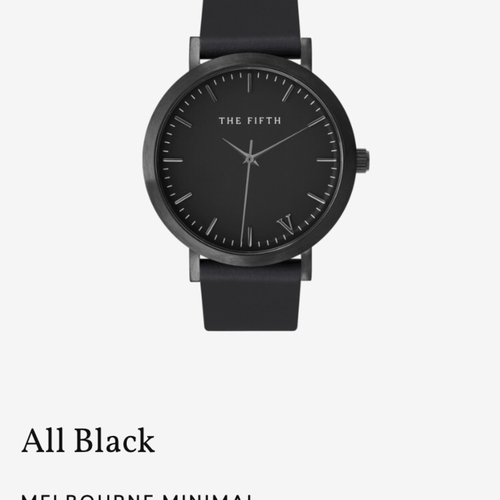 The Fifth Melbourne all black minimal watch