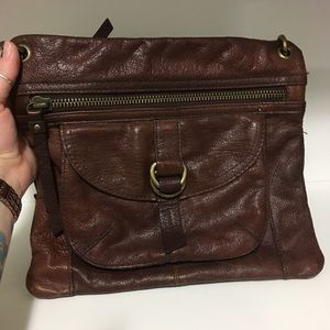 Fossil brown leather cross body purse