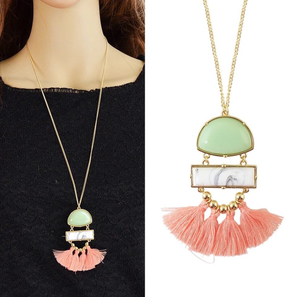 Brand new Bohemian marble stone pendant necklace