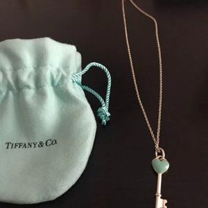 Tiffany and Co Silver Key Necklace with Turquoise.