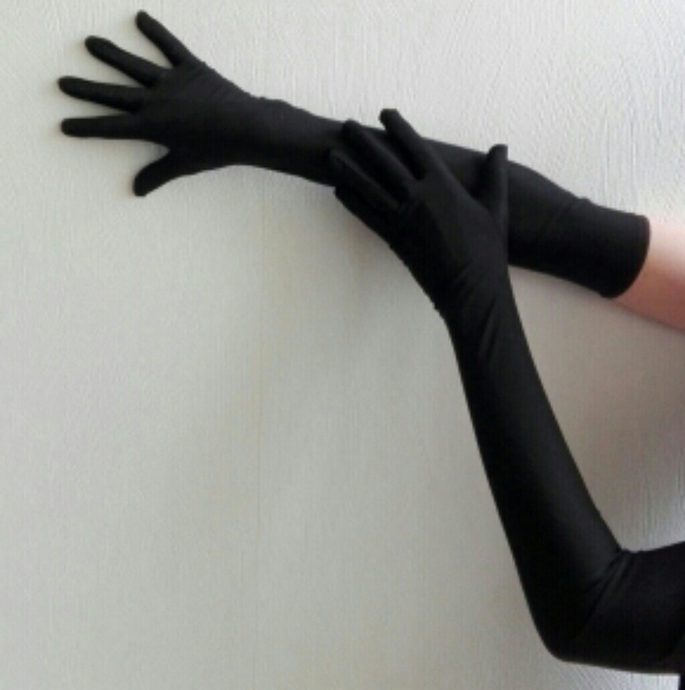 BLACK FASHION ELBOW GLOVES