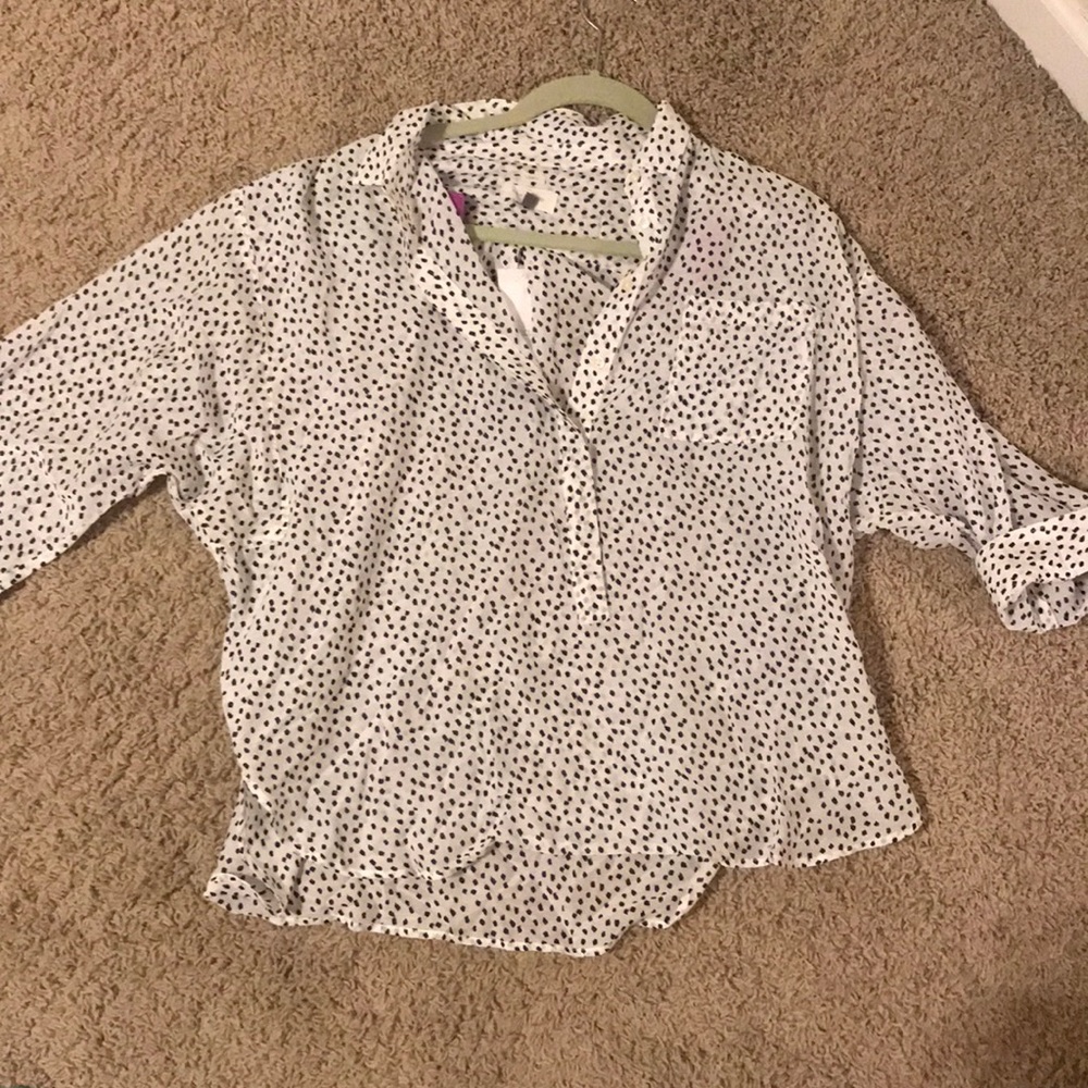 Loft white shirt with black dots