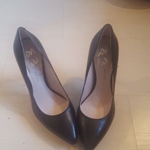 Black leather heels