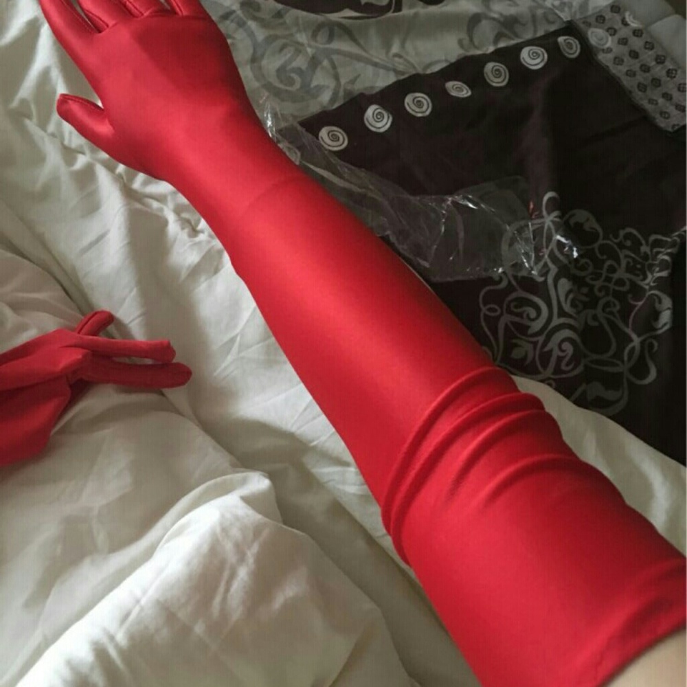 RED FASHION ELBOW GLOVES