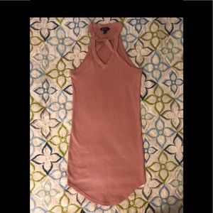 Tight fitting pink ribed dress