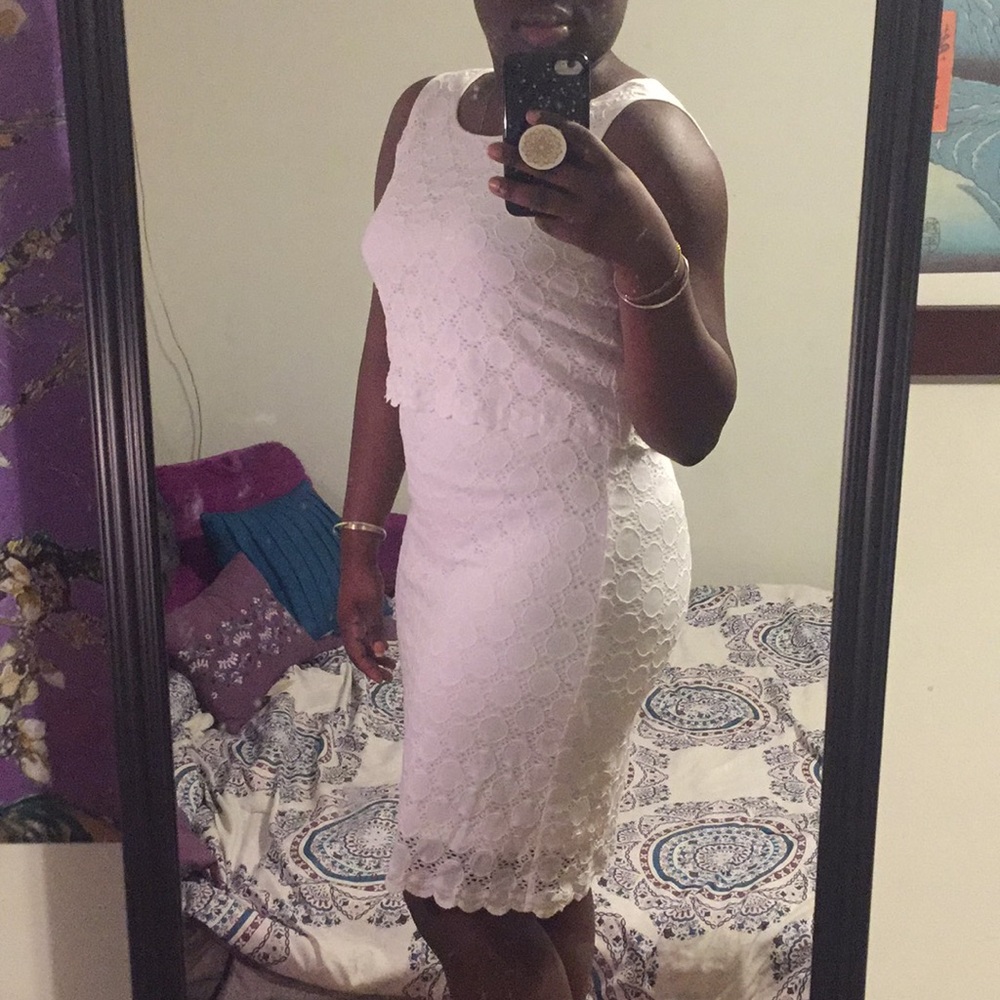 White Lace Overlay Soft Dress