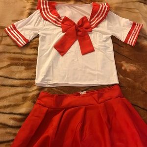 Red Japanese School Girl Uniform