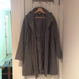 DKNY Gray Wool Pea Coat w/ Detachable Hood
