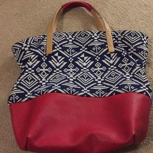 Red & Blue Aztec tote